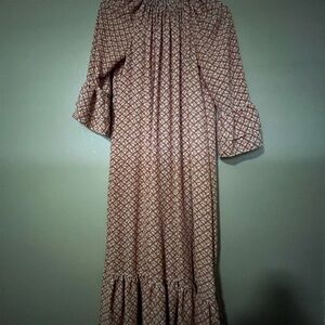 Elegant Orange & White Flower Patterned Dress